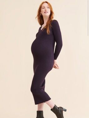 Pietro Brunelli Cara Maternity Bodycon Dress in Deep Plum